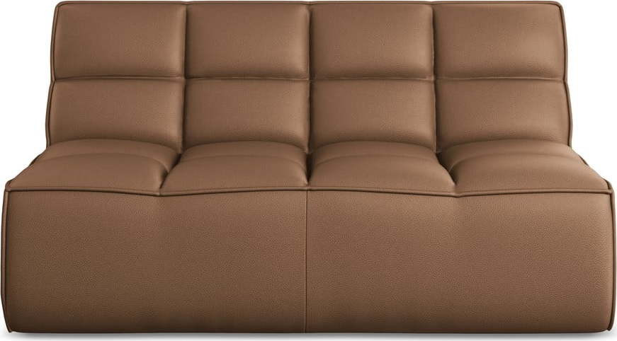 Hnědý modul pohovky z imitace kůže Kalai – Makamii