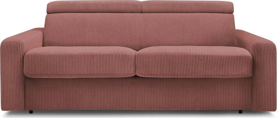 Růžová manšestrová rozkládací pohovka 215 cm Monaco – Bobochic Paris