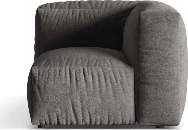 Šedý modul pohovky z textilie bouclé (variabilní roh) Martina – Micadoni Home