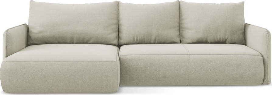 Krémová rozkládací/s úložným prostorem rohová pohovka (levý roh) Nanea – Makamii