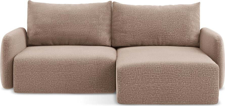 Světle hnědá rozkládací/s úložným prostorem rohová pohovka (pravý roh) Kalena – Makamii