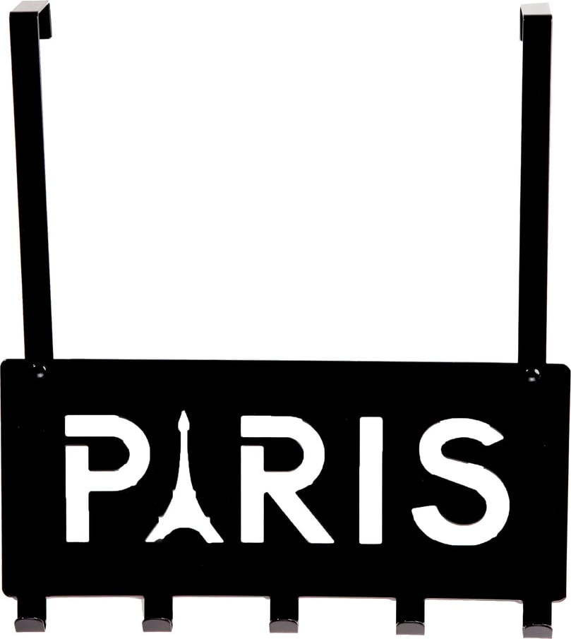 Černý kovový věšák na dveře 30 cm Paris – Compactor