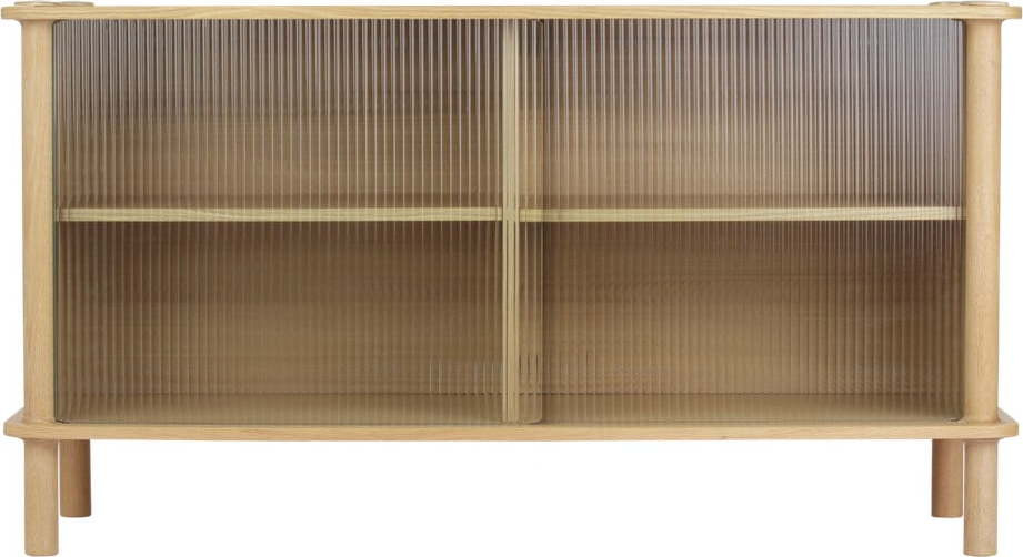 Vitrína z dubového dřeva s posuvnými dveřmi v přírodní barvě 135x73,5x48 cm Italic – UMAGE