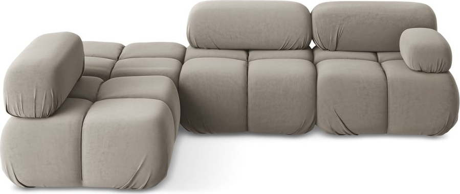 Béžová sametová modulární rohová pohovka (levý roh) Lokua – Makamii