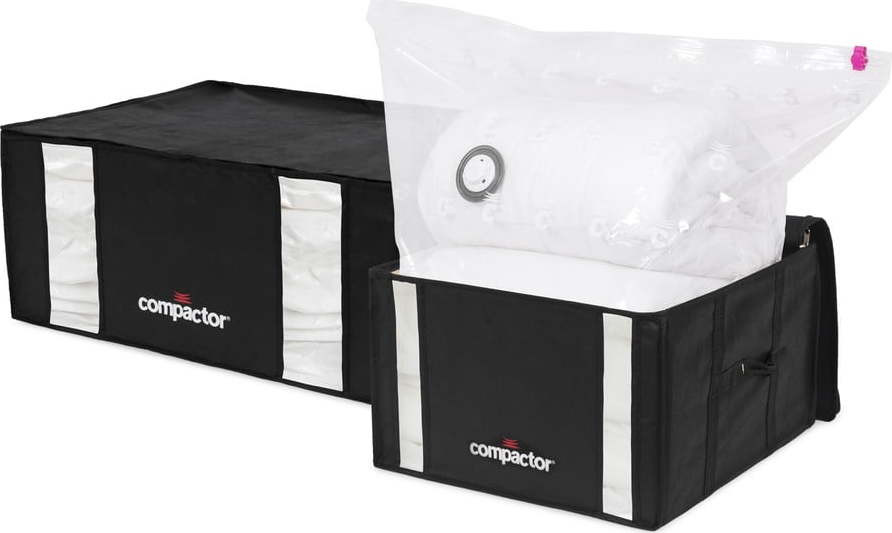Vakuové vyztužené látkové úložné boxy na oblečení v sadě 2 ks 50x65x27 cm Black Edition – Compactor