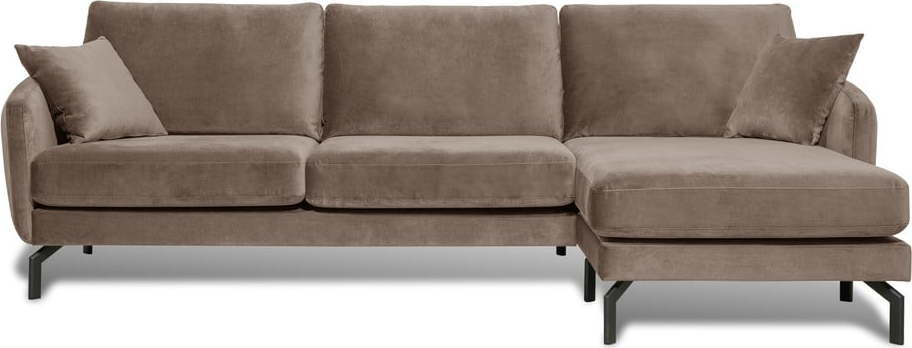 Hnědobéžová sametová rohová pohovka (pravý roh) Magic - Scandic