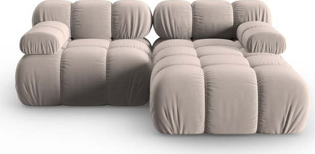 Světle hnědá sametová modulární rohová pohovka (pravý roh) Bellis – Micadoni