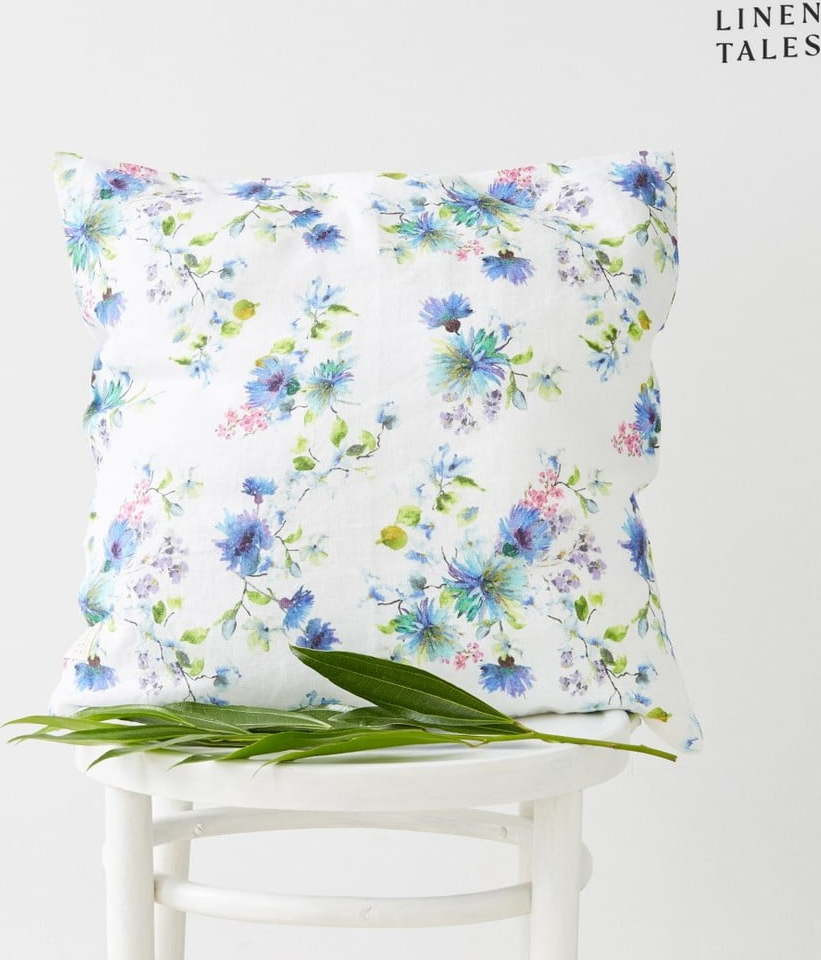 Lněný povlak na polštář 50x50 cm White Flowers – Linen Tales