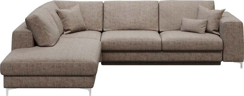 Tmavě béžová rozkládací rohová pohovka Devichy Rothe, levý roh