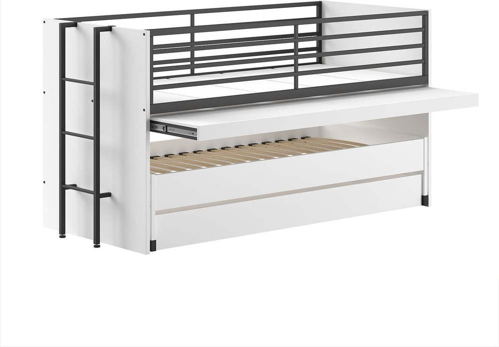 Bílá patrová dětská postel s výsuvným lůžkem s roštem 90x200 cm Sam – Vipack