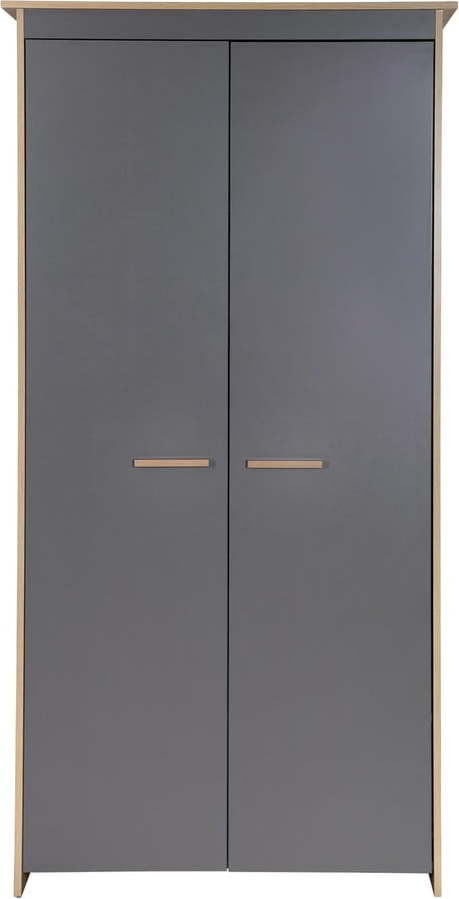 Dětská šatní skříň v antracitové a přírodní barvě v dekoru dubu 50x190x96 cm Anna – Roba