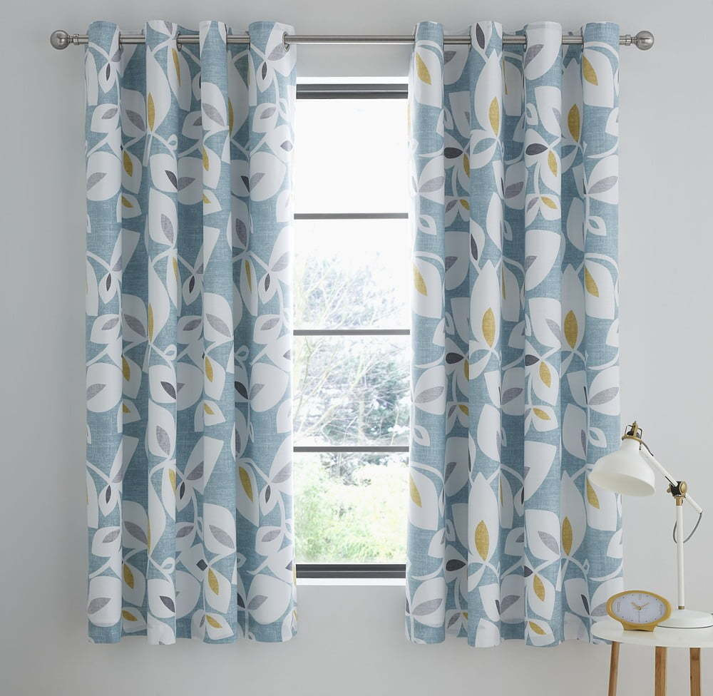 Modré závěsy v sadě 2 ks 168x183 cm Inga Leaf – Catherine Lansfield