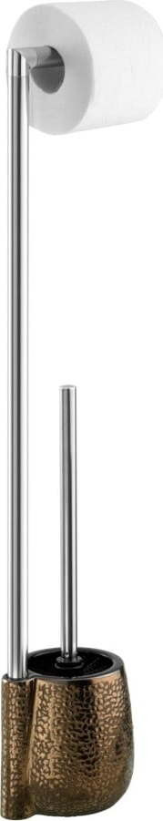 Hnědý keramický stojan na toaletní papír se štětkou Marrakesh – Wenko