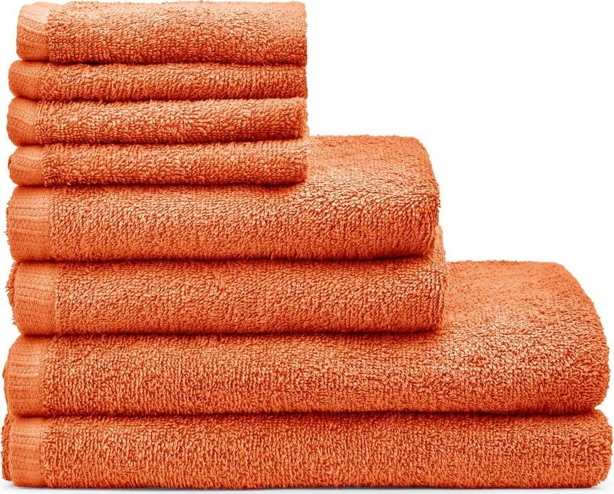Oranžové rychleschnoucí bavlněné ručníky a osušky v sadě 8 ks Quick Dry – Catherine Lansfield