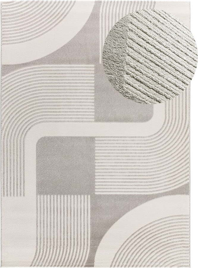 Koberec ve světle šedé a slonovinové barvě 80x150 cm Flora – Universal