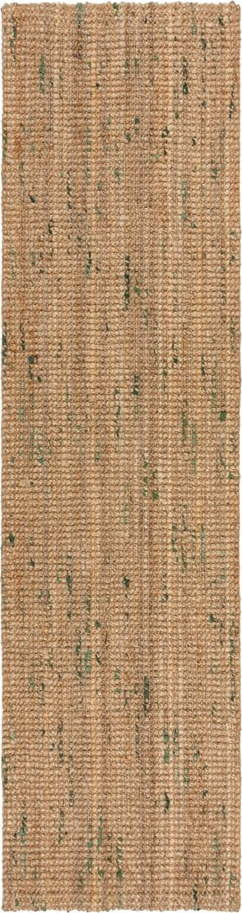 Oboustranný ručně tkaný jutový běhoun v zeleno-přírodní barvě 60x230 cm Jute Boucle Green – Flair Rugs