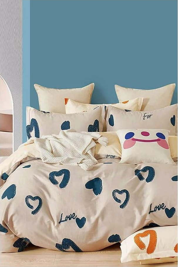 Béžové prodloužené povlečení na jednolůžko z bavlny Renforcé s prostěradlem/3dílné 160x220 cm Amore – Mila Home