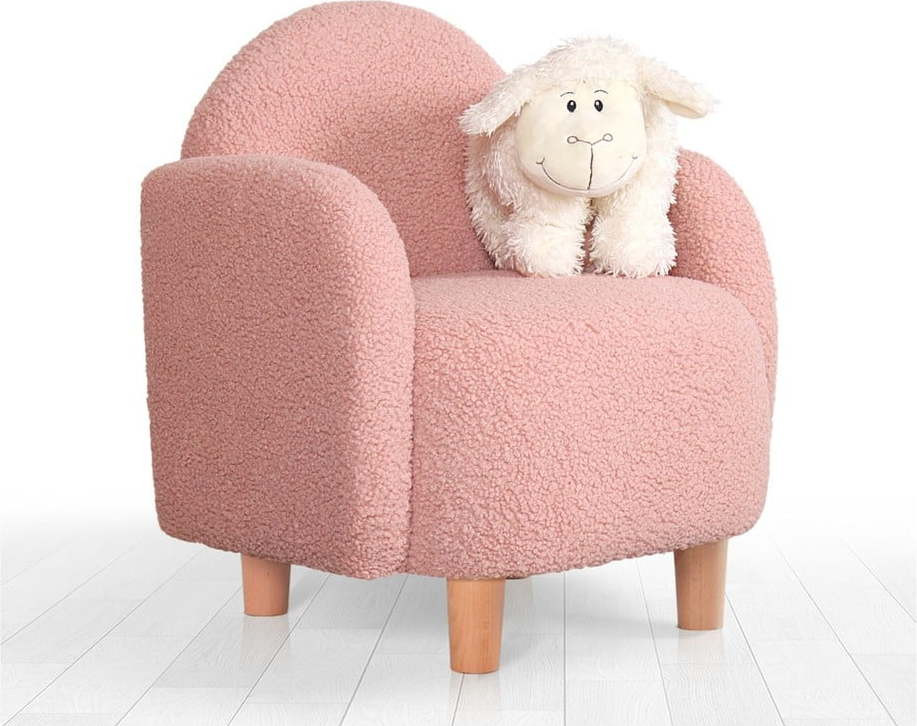 Růžové dětské křesílko z textilie bouclé Moylo – Artie