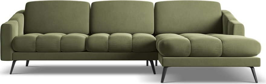 Zelená sametová rohová pohovka (pravý roh) Nalu – Makamii