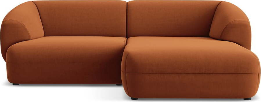 Oranžová sametová rohová pohovka (pravý roh) Moana – Makamii