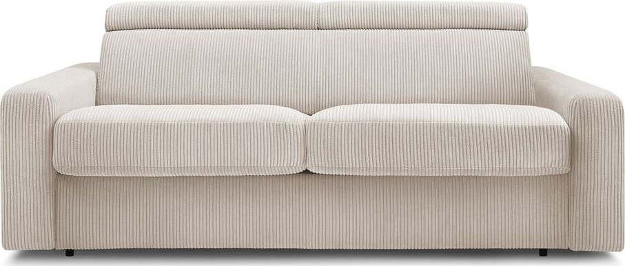 Krémová manšestrová rozkládací pohovka 215 cm Monaco – Bobochic Paris