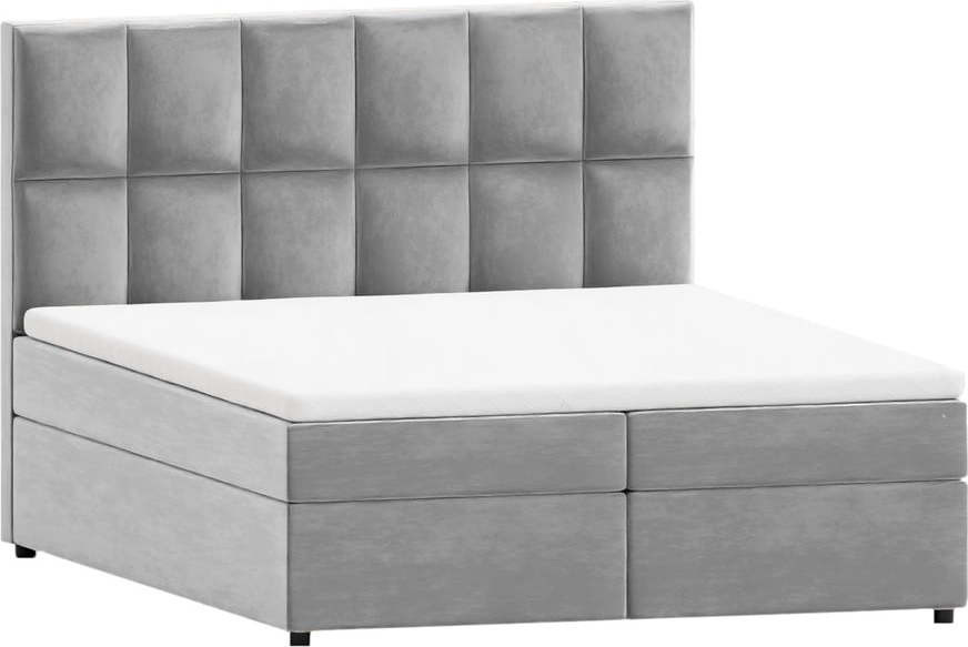 Světle šedá boxspring postel s úložným prostorem 180x200 cm Flip – Ropez