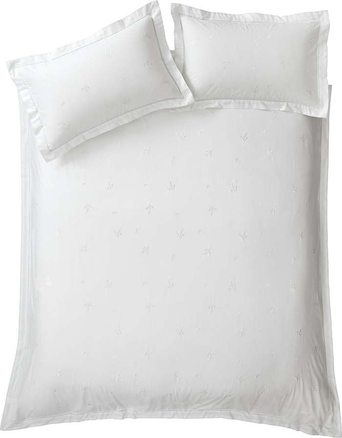 Bílé bavlněné povlečení na dvoulůžko 200x200 cm Lottie Floral Embroidery – Bianca