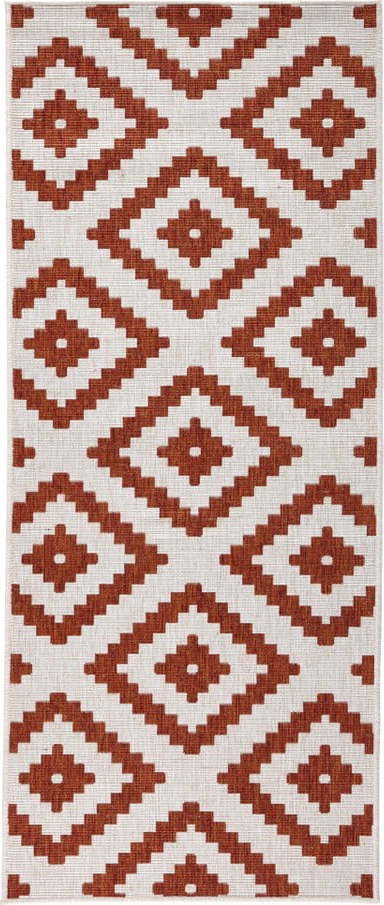 Červeno-krémový venkovní koberec NORTHRUGS Malta, 80 x 345 cm