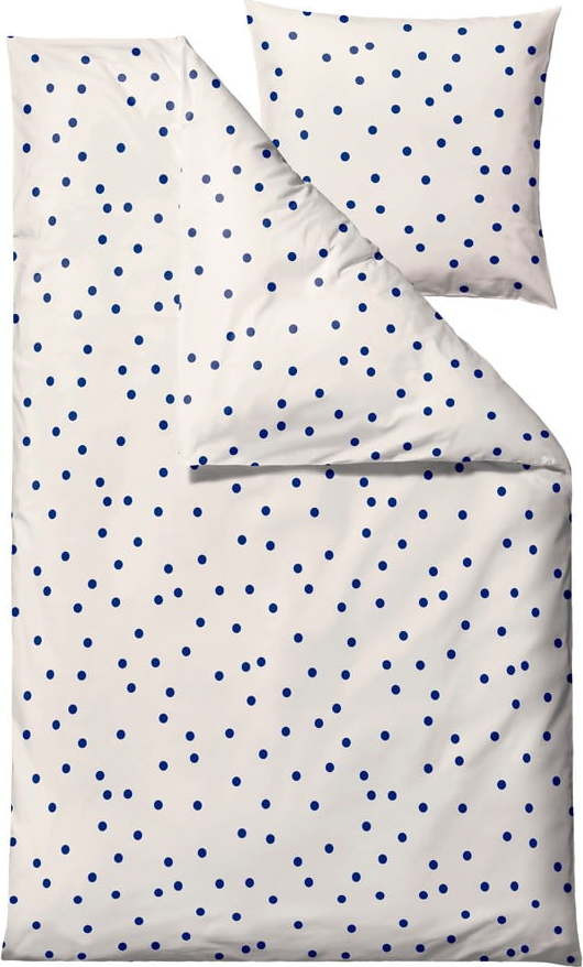 Modré/krémové povlečení na jednolůžko z bavlněného saténu 140x200 cm Solaris – Södahl