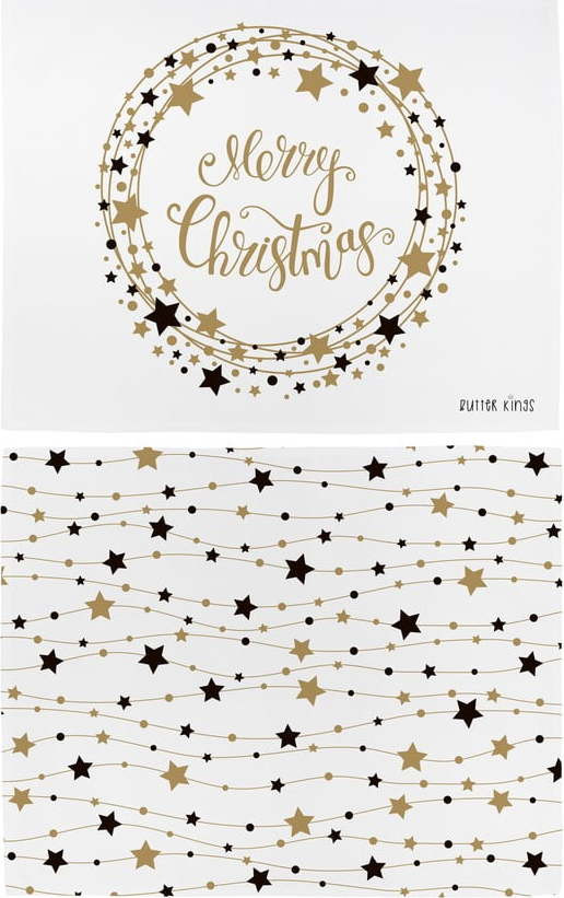 Sada 2 bavlněných prostírání s vánočním motivem Butter Kings Stars Wreath, 45 x 35 cm