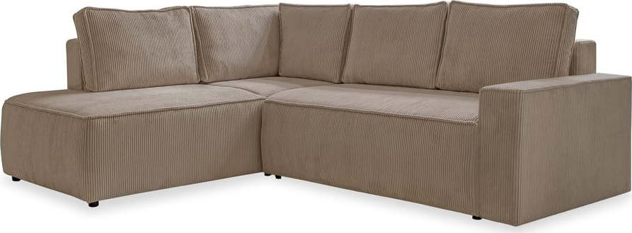 Béžová manšestrová rozkládací rohová pohovka (levý roh) Brave Dave – Miuform