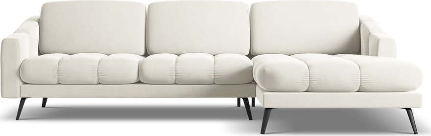 Krémová sametová rohová pohovka (pravý roh) Nalu – Makamii