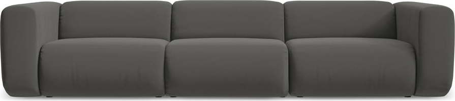 Šedá sametová pohovka 319 cm Ekahi – Makamii