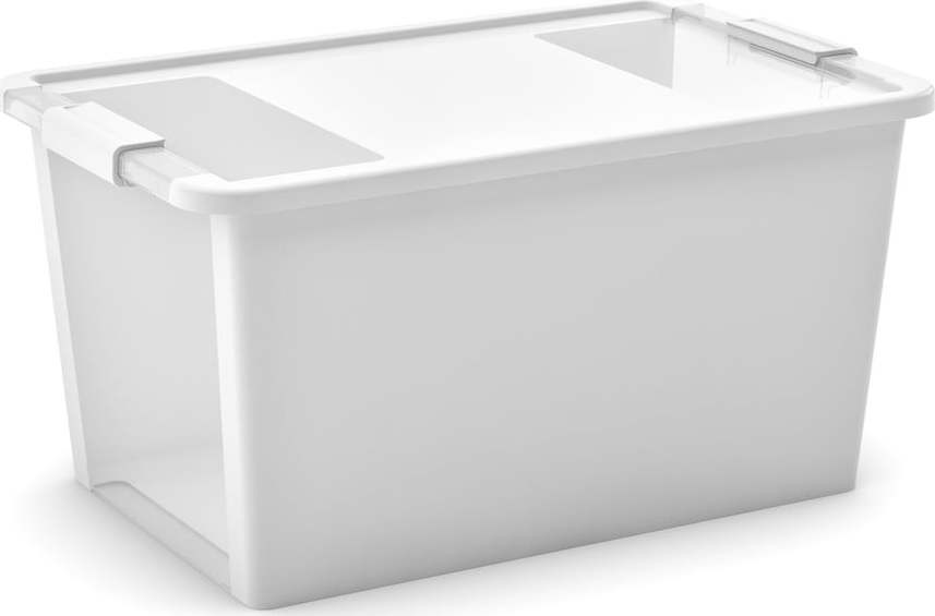Bílý plastový úložný box s víkem 55x35x28 cm Bi-Box L – KIS