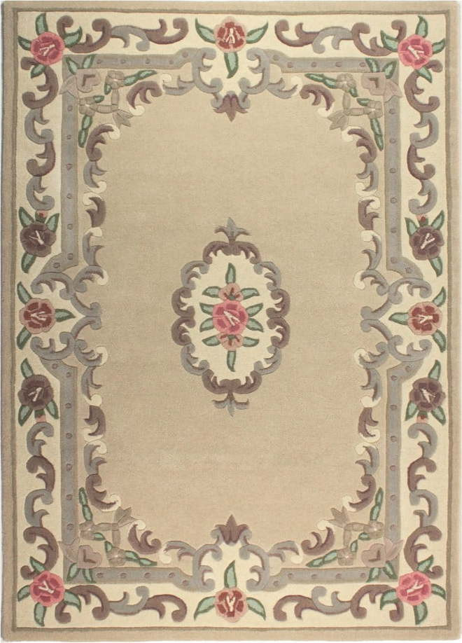 Béžový vlněný koberec Flair Rugs Aubusson, 75 x 150 cm