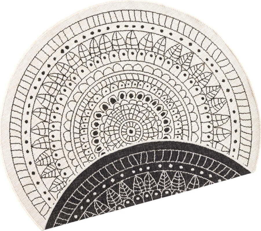 Černo-krémový venkovní koberec NORTHRUGS Porto, ⌀ 140 cm
