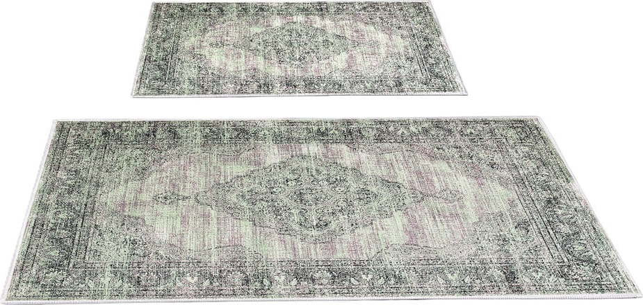 Zeleno-šedé koupelnové předložky v sadě 2 ks 60x100 cm – Foutastic