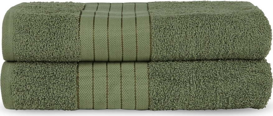 Tmavě zelené froté bavlněné osušky v sadě 2 ks 70x140 cm – Good Morning