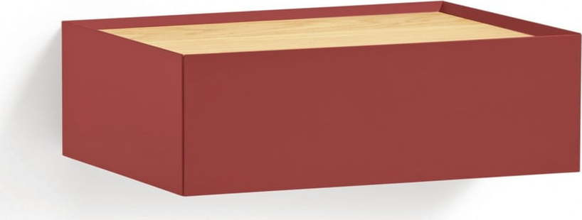 Červený závěsný noční stolek s deskou v dubovém dekoru Arista – Teulat