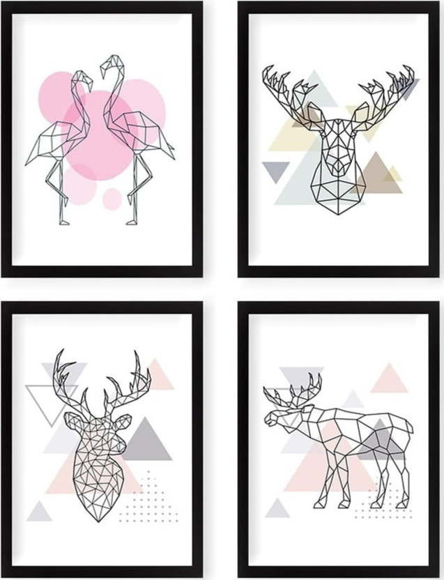 Obrazy v sadě 4 ks 24x29 cm Geometric Animals – Wallity