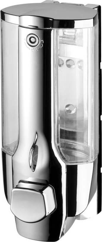 Nástěnný plastový dávkovač mýdla v leskle stříbrné barvě 350 ml Aqualine – Sapho