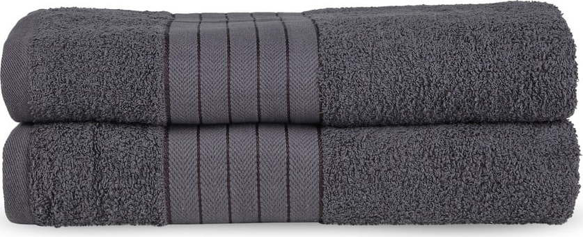 Antracitové froté bavlněné osušky v sadě 2 ks 70x140 cm – Good Morning