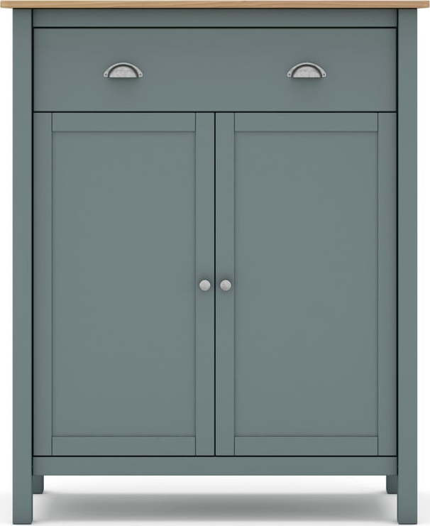 Zelenošedá/přírodní vysoká komoda z borovicového dřeva 90x110 cm Misti – Marckeric