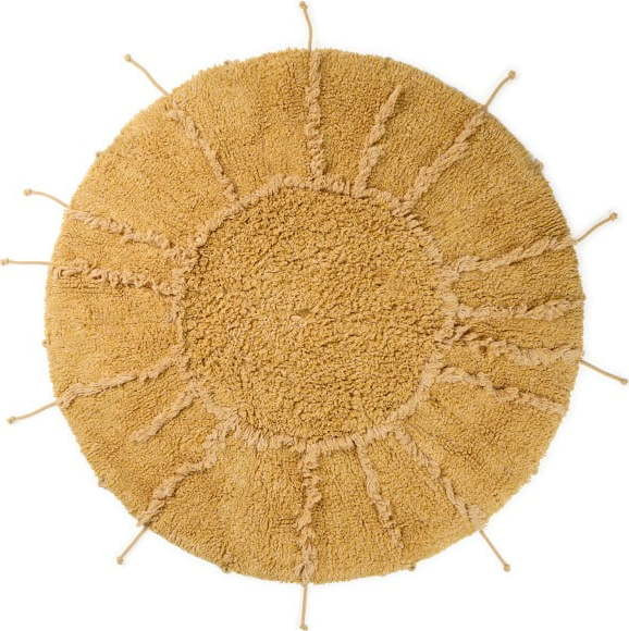 Pratelný ručně tkaný bavlněný kulatý koberec v hořčicové barvě ø 100 cm Solar Multishape – Lorena Canals