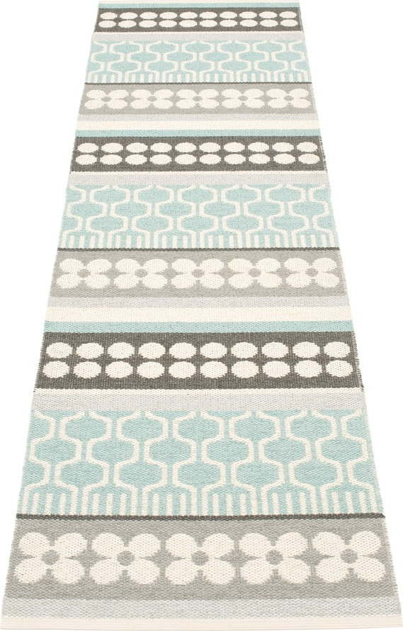 Šedo-tyrkysový vnitřní a venkovní běhoun 70x270 cm Asta Pale Turquoise – Pappelina
