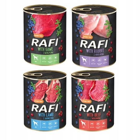 Rafi Dolina Noteci Plechovka pes mix nejlepších příchutí bez obilovin 12 x 800g