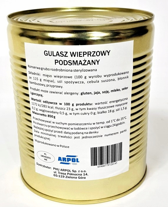 2 x Vepřový guláš Arpol osmažený 850 g vojenská konzerva