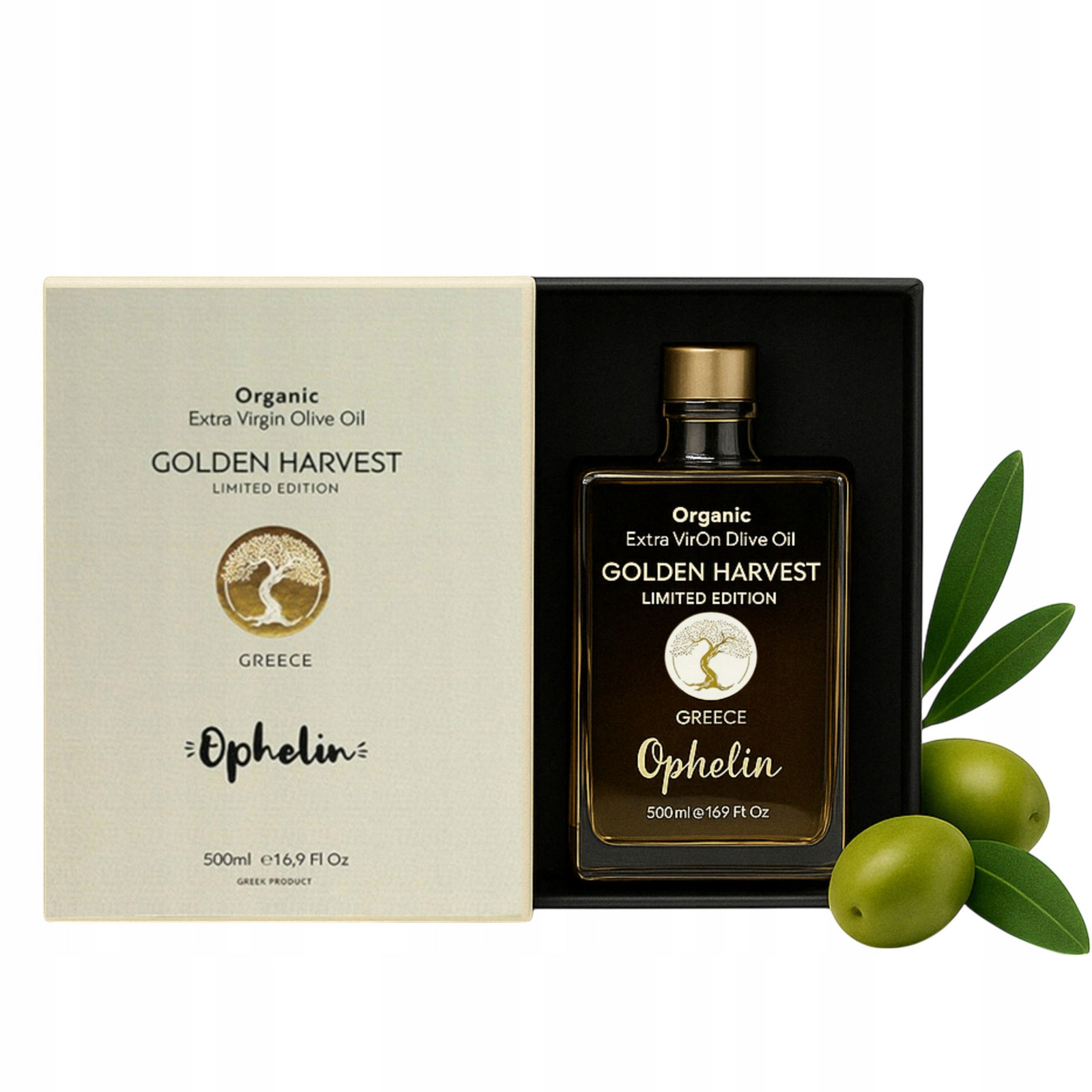 Olivový Olej Extra Virgin 500 ML Řecká Ophellia Lisovaná Za Studena Krabička