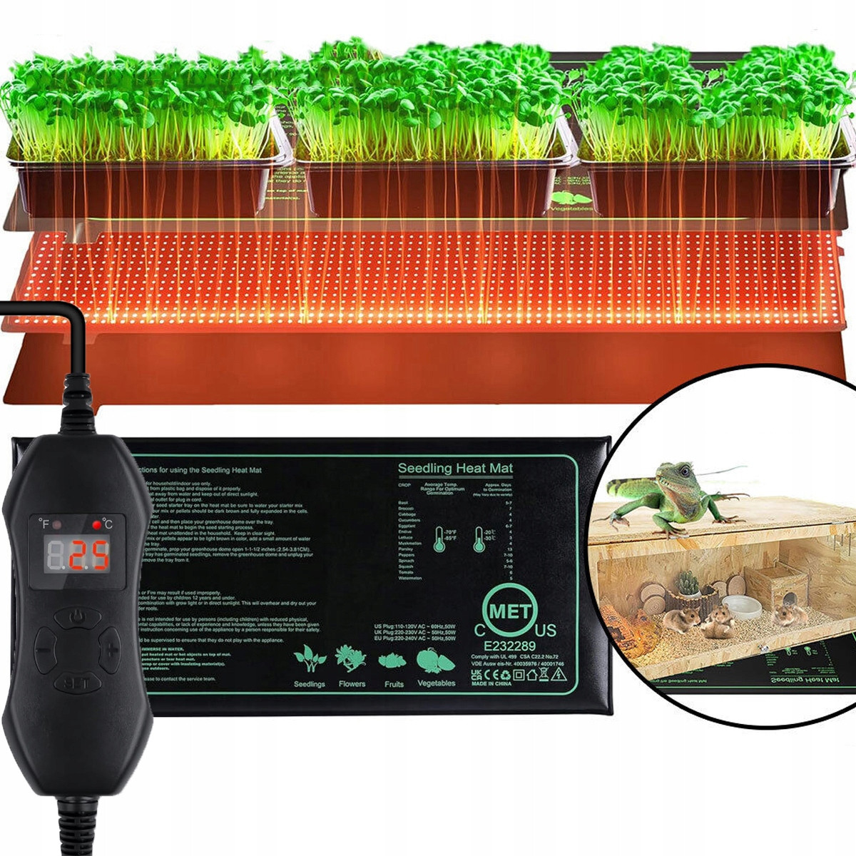 50 W Vyhřívací podložka pro sazenice Vodotěsná podložka 52 x 24 cm