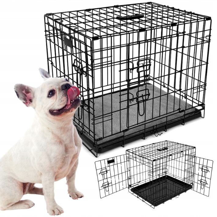 Metalová Kennelová klec Kotec Černá přepravka Pro Psa M